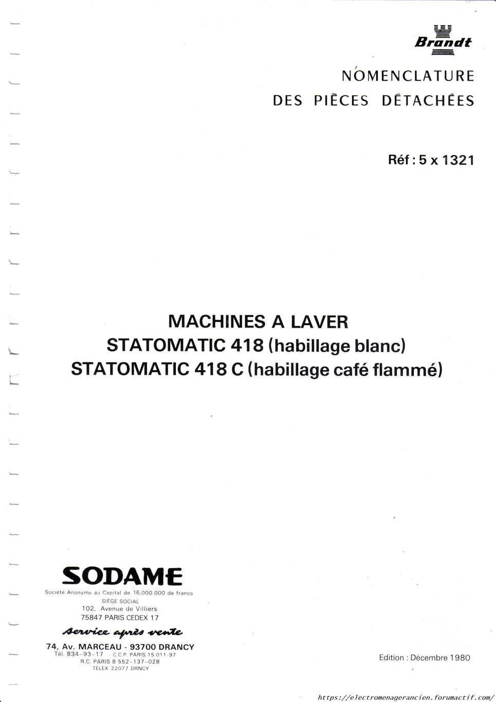 Brandt Statomatic 418 et 418C